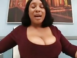 Big Titty Ebony Jiggling Boobs In Office