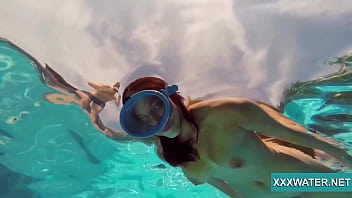 Hot Brunette Slut Candy Swims Underwater free video