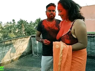 18Yrs Tamil Boy Fucking Two Beautiful Milf Bhabhis Together At Holi Festival free video
