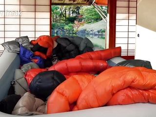 Humping 20 Down Puffer Jackets In An Inflatable Pool free video